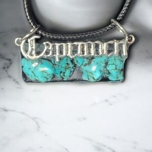 Capricorn Silver and Turquoise Zodiac Pendant Necklace